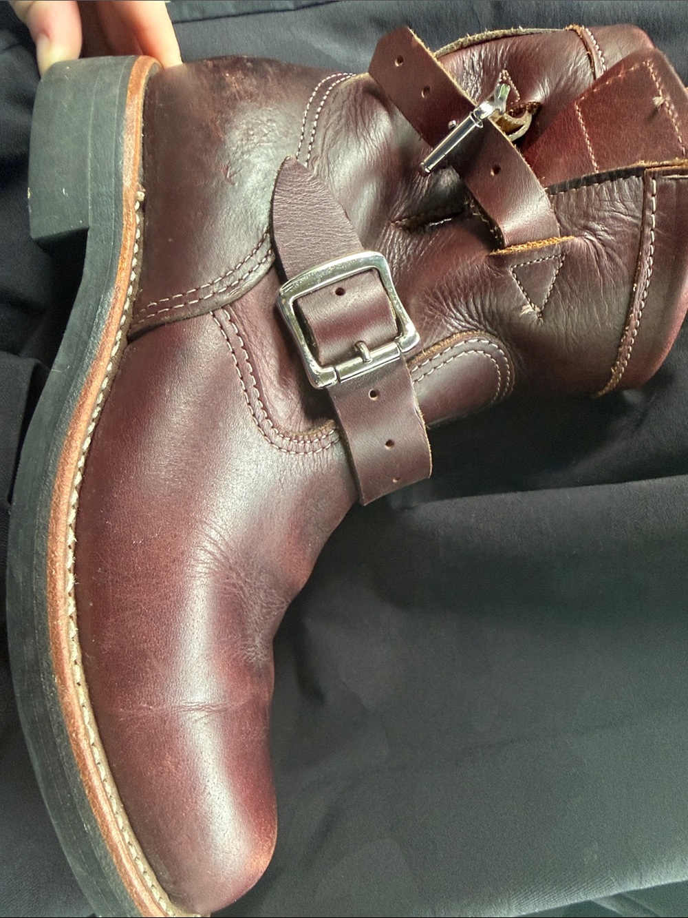 Chippewa Men's Leather Engineer Boots with Buckle